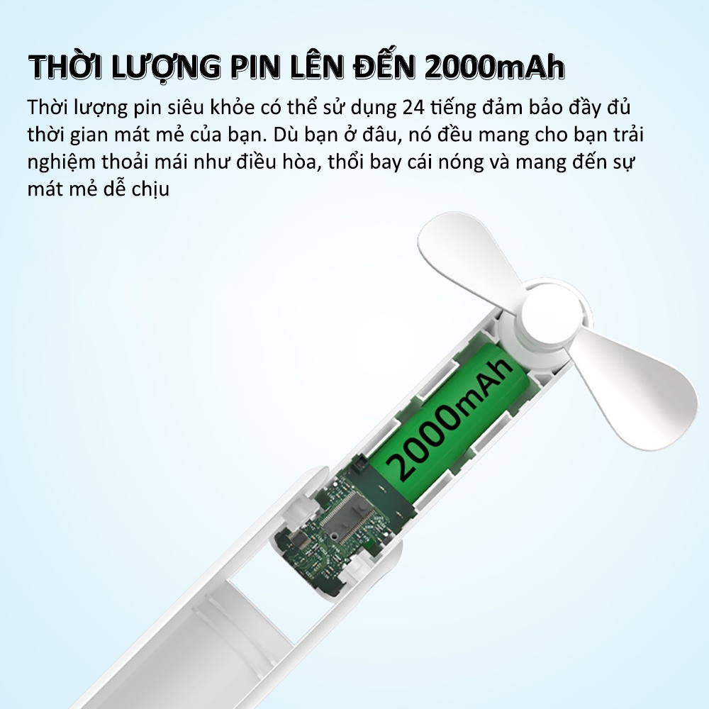 Quạt Cầm Tay Tích Điện Mini Gấp Gọn Cute Mang Đi Khắp Nơi Đầy Tiện Lợi Có Thể Tự Ngắt Khi Va Chạm HZ001