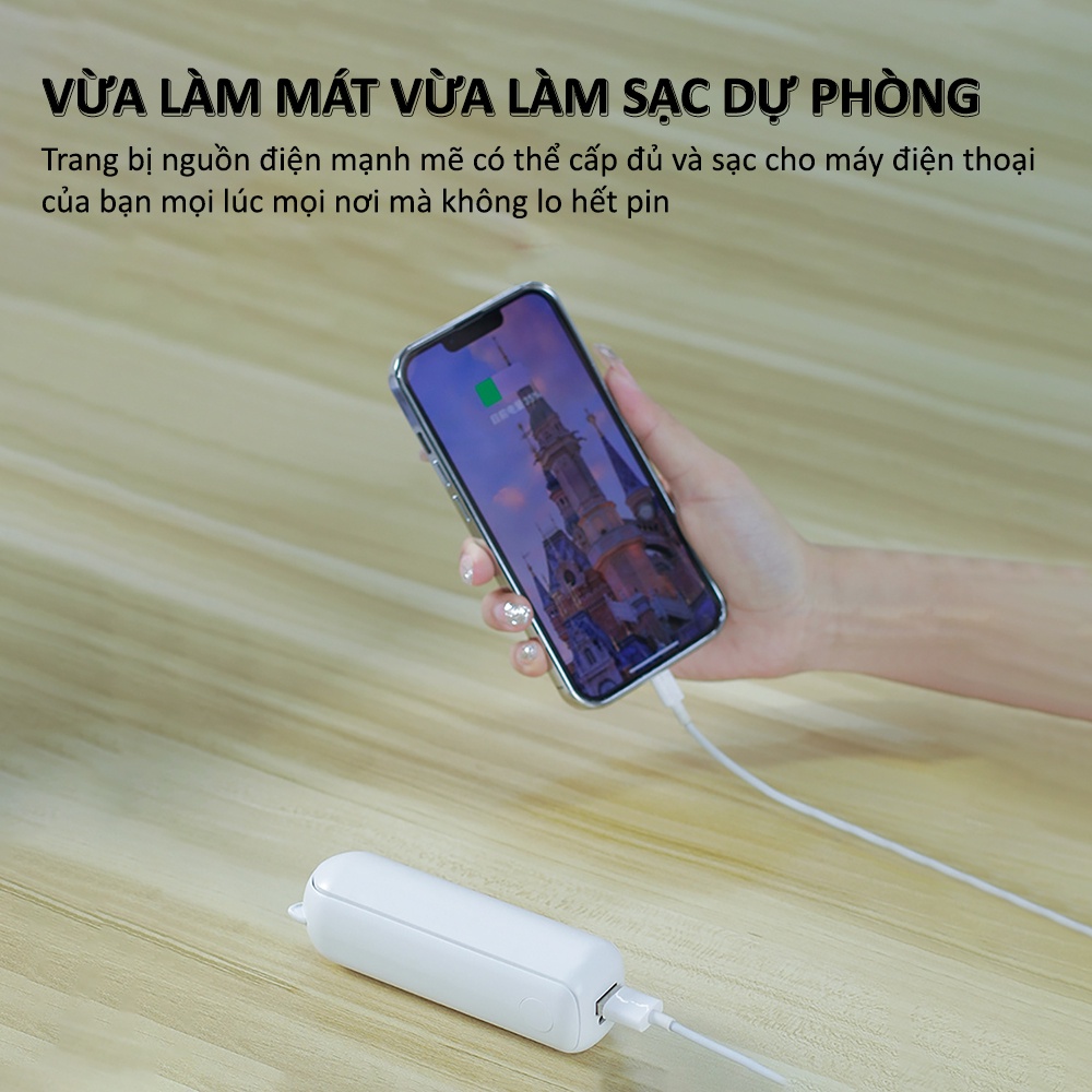 Quạt Cầm Tay Tích Điện Mini Gấp Gọn Cute Mang Đi Khắp Nơi Đầy Tiện Lợi Có Thể Tự Ngắt Khi Va Chạm HZ001