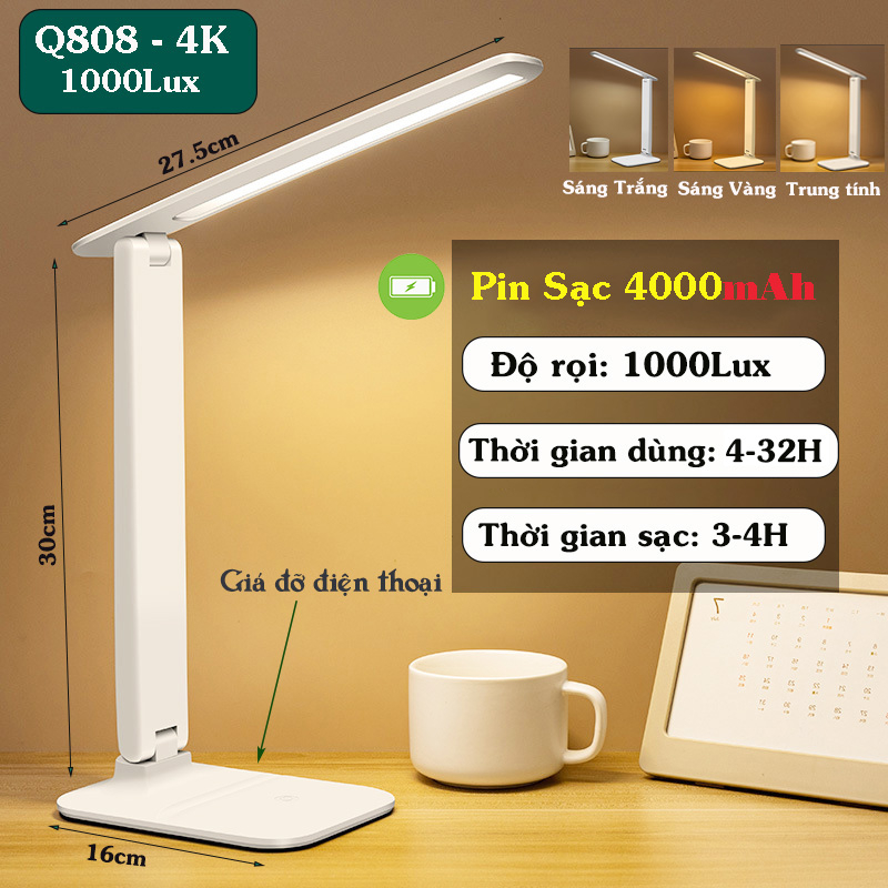 Đèn Học Tích Điện Pin Sạc 3 Màu Ánh Sáng Điều Chỉnh Được Độ Sáng SL-942