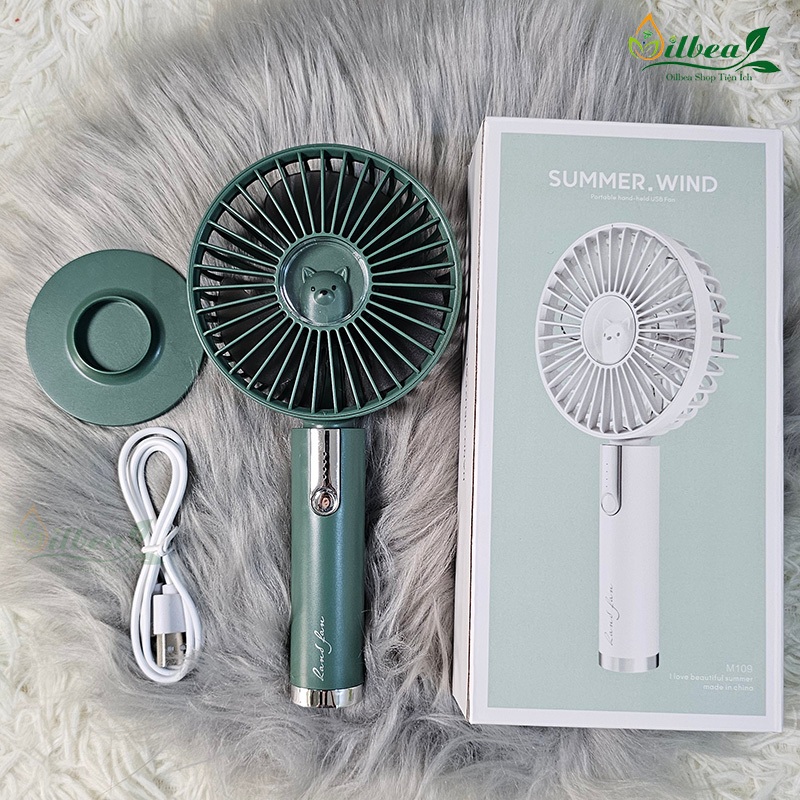 Quạt Cầm Tay Tích Điện Mini Sạc Điện Pin Trâu Đeo Cổ 5 Cấp Độ Gió Có Màn Hình LED - N15
