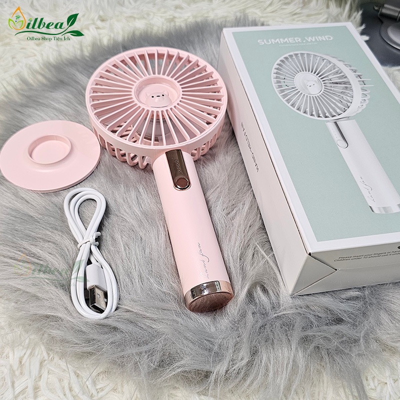 Quạt Cầm Tay Tích Điện Mini Sạc Điện Pin Trâu Đeo Cổ 5 Cấp Độ Gió Có Màn Hình LED - N15