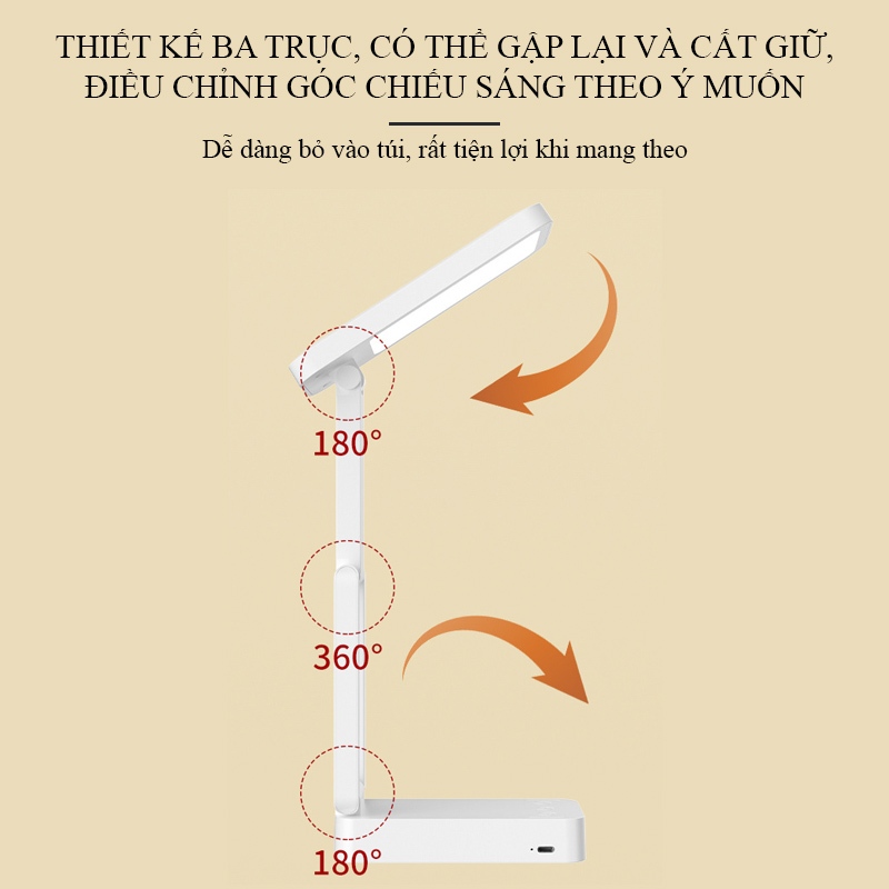 Đèn Tích Điện Để Bàn Học Gấp Gọn Pin Trâu 4000mAh 3 Màu Ánh Sáng SL-978