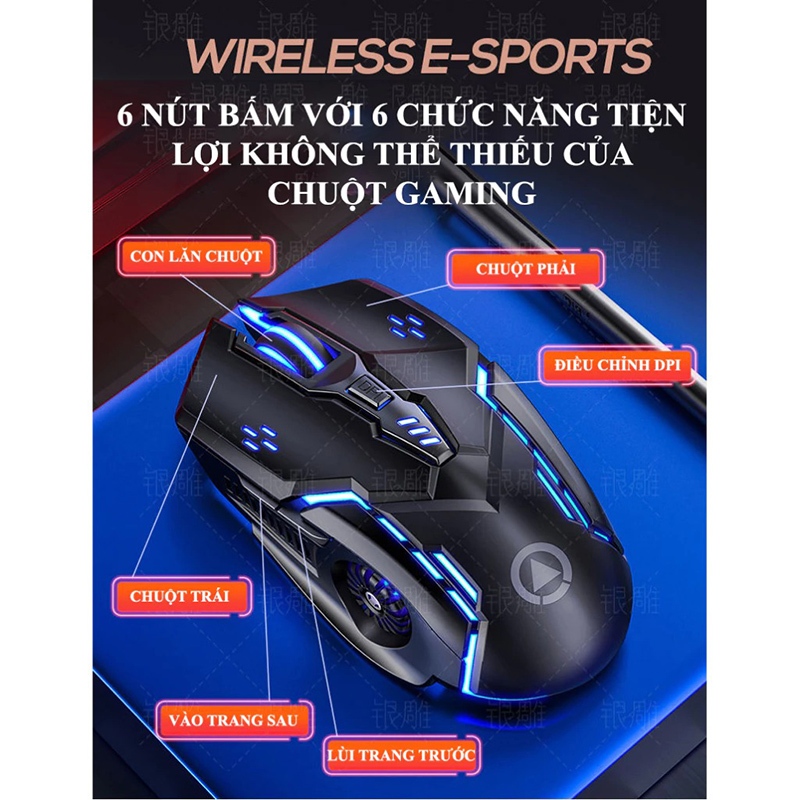 Chuột Gaming Không Dây 7 Màu LED RGB 3200DPI Chuột Gaming, Văn Phòng - Chuột A9