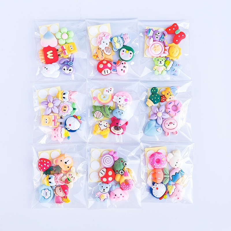 Phụ Kiện Set Charm 3D Dễ Thương Cute , Sticker 3D Nổi Chọn Màu Kèm Keo Dán Phụ Kiện - Sticker 3D