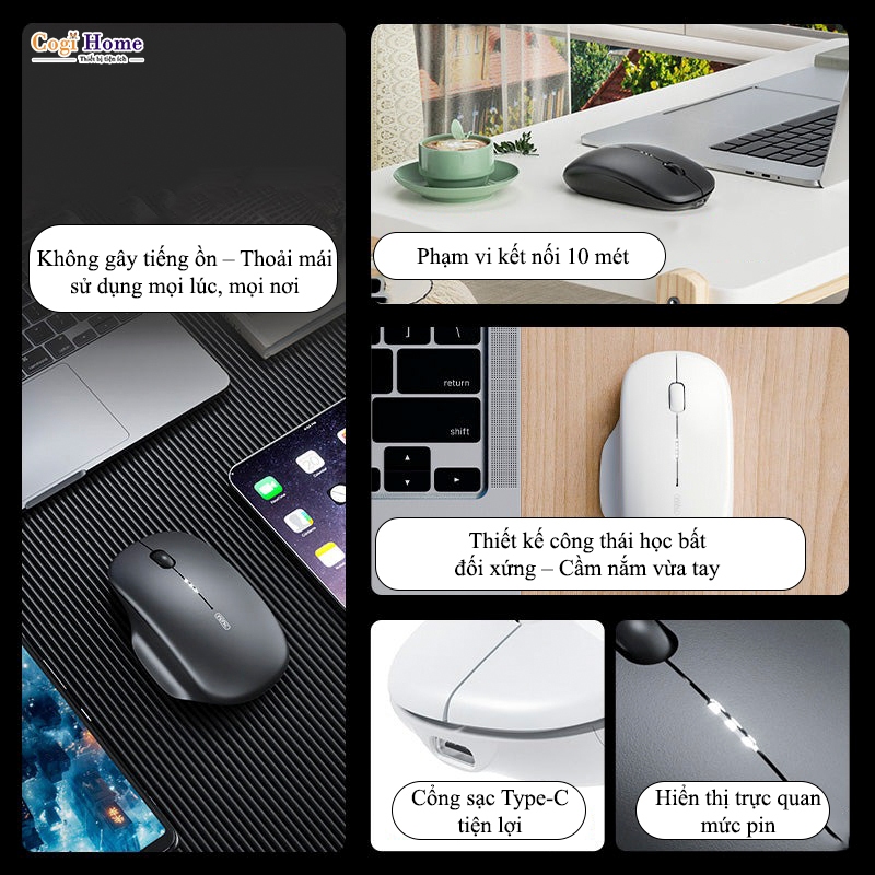 Chuột Văn Phòng Inphic Không Dây Buetooth 2.4G Siêu Mỏng Công Thái Học - Inphic M1