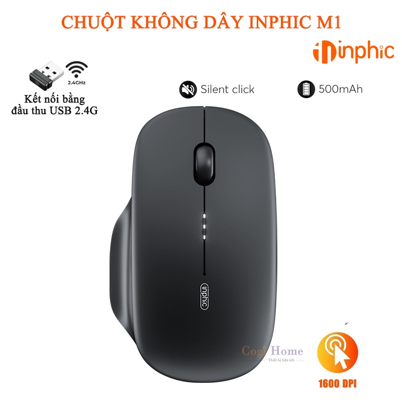Chuột Văn Phòng Inphic Không Dây Buetooth 2.4G Siêu Mỏng Công Thái Học - Inphic M1