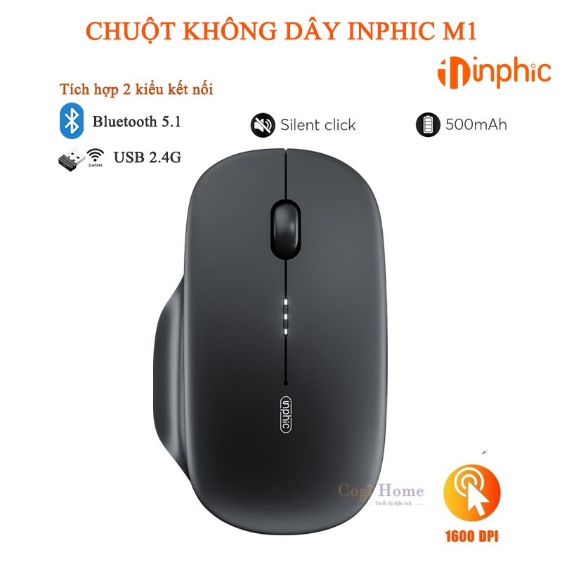 Chuột Văn Phòng Inphic Không Dây Buetooth 2.4G Siêu Mỏng Công Thái Học - Inphic M1