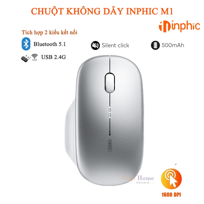 Chuột Văn Phòng Inphic Không Dây Buetooth 2.4G Siêu Mỏng Công Thái Học - Inphic M1