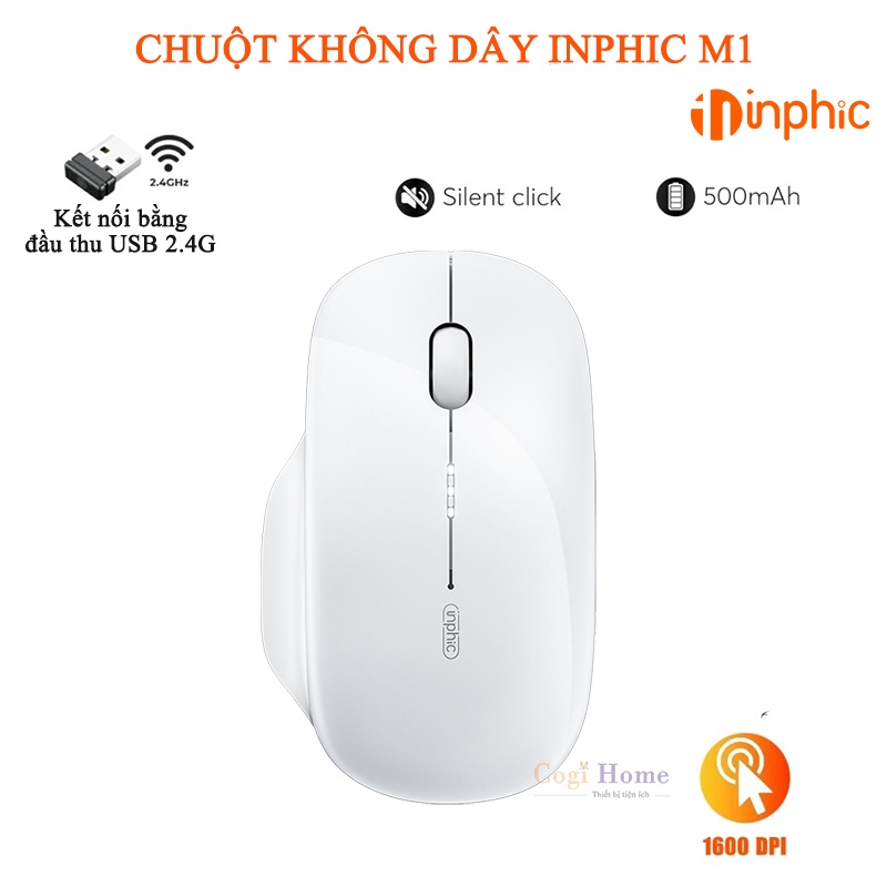 Chuột Văn Phòng Inphic Không Dây Buetooth 2.4G Siêu Mỏng Công Thái Học - Inphic M1