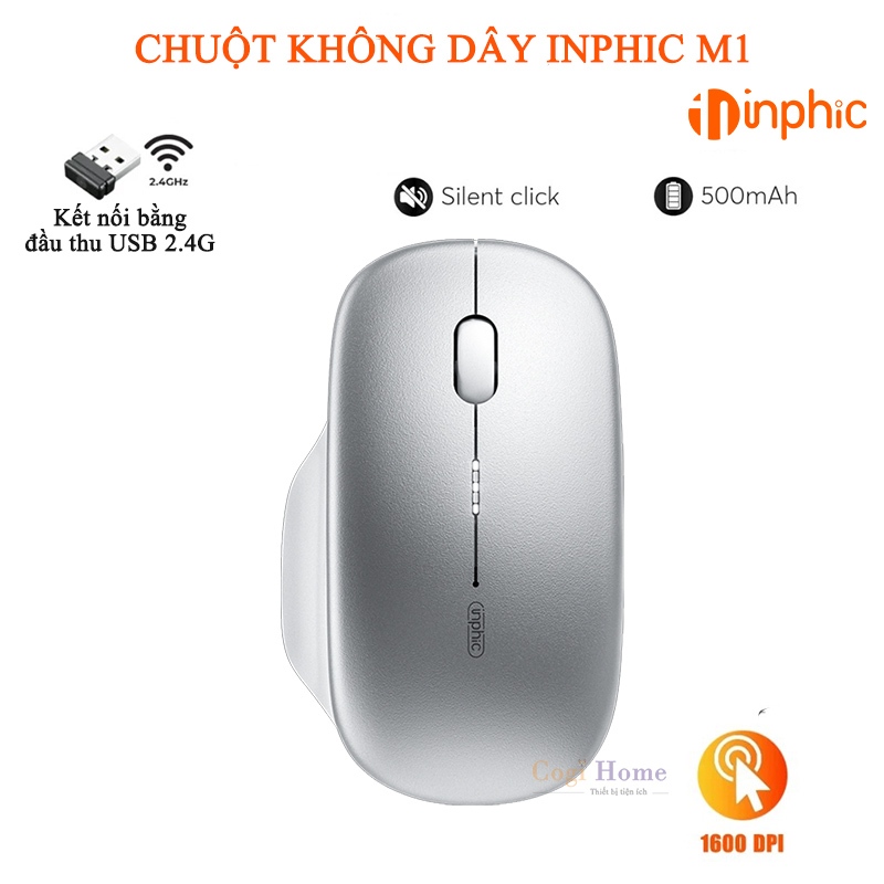 Chuột Văn Phòng Inphic Không Dây Buetooth 2.4G Siêu Mỏng Công Thái Học - Inphic M1