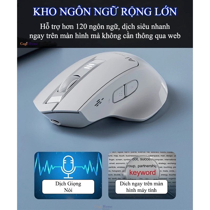 Chuột Gaming Inphic Không Dây Bluetooth AI 2400dpi, Chuột Voice AI Điều Khiển Bằng Giọng Nói - Inphic S6