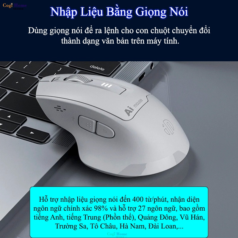 Chuột Gaming Inphic Không Dây Bluetooth AI 2400dpi, Chuột Voice AI Điều Khiển Bằng Giọng Nói - Inphic S6