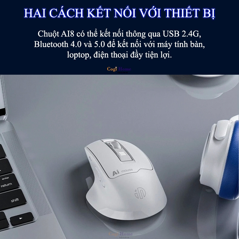 Chuột Gaming Inphic Không Dây Bluetooth AI 2400dpi, Chuột Voice AI Điều Khiển Bằng Giọng Nói - Inphic S6