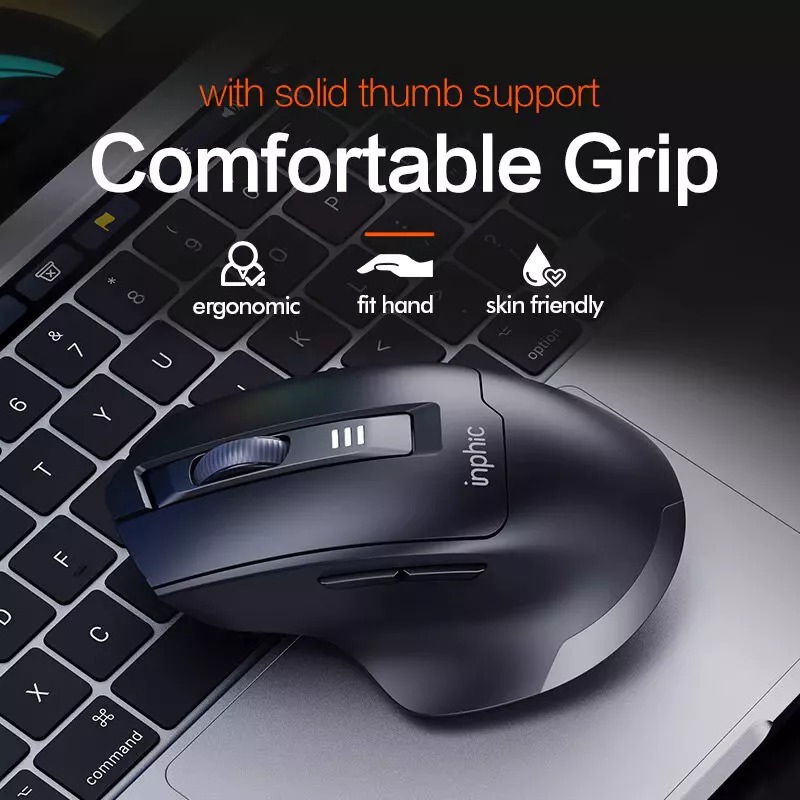 Chuột Gaming Inpic Không Dây Laptop Văn Phòng Công Thái Học Chống Mỏi Tay Kết Nối Wrieless 2.4G - Inphic M9