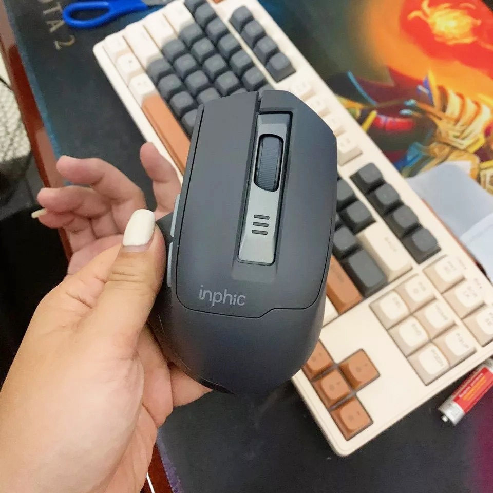 Chuột Gaming Inpic Không Dây Laptop Văn Phòng Công Thái Học Chống Mỏi Tay Kết Nối Wrieless 2.4G - Inphic M9