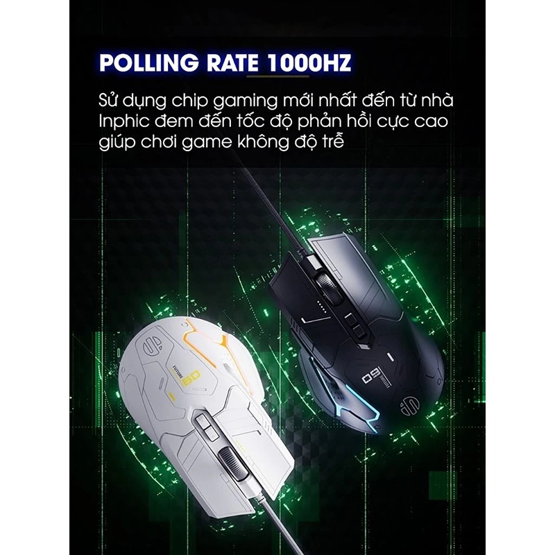 Chuột Gaming Inphic Có Dây Cao Cấp LED RGB 16 Triệu Màu 12800dpi Có App Macro Điều Chỉnh Chuột - Inphic PG9