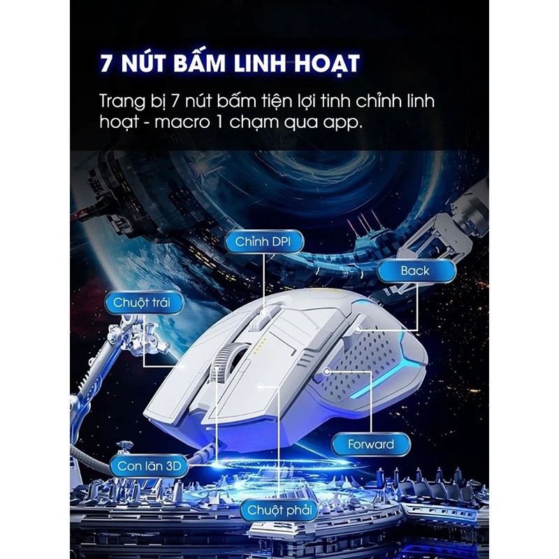 Chuột Gaming Inphic Có Dây Cao Cấp LED RGB 16 Triệu Màu 12800dpi Có App Macro Điều Chỉnh Chuột - Inphic PG9