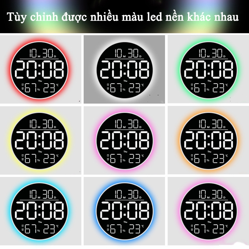 Đồng Hồ LED Decor Điện Tử Treo Tường Hình Tròn Tùy Chỉnh Được Màu LED - 6695R