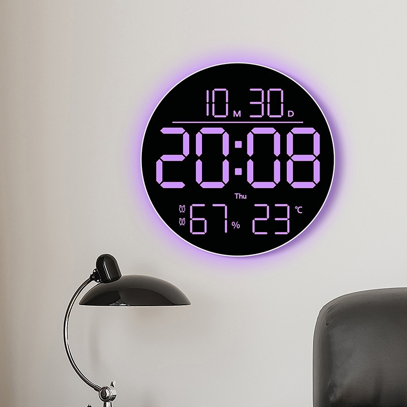 Đồng Hồ LED Decor Điện Tử Treo Tường Hình Tròn Tùy Chỉnh Được Màu LED - 6695R