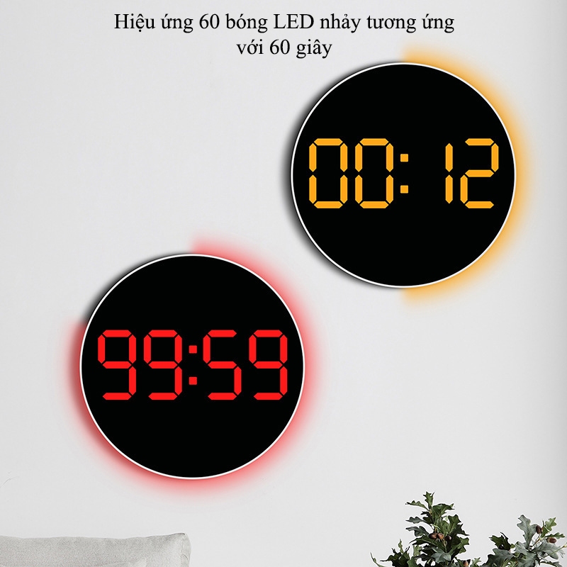 Đồng Hồ LED Decor Điện Tử Treo Tường Hình Tròn Tùy Chỉnh Được Màu LED - 6695R