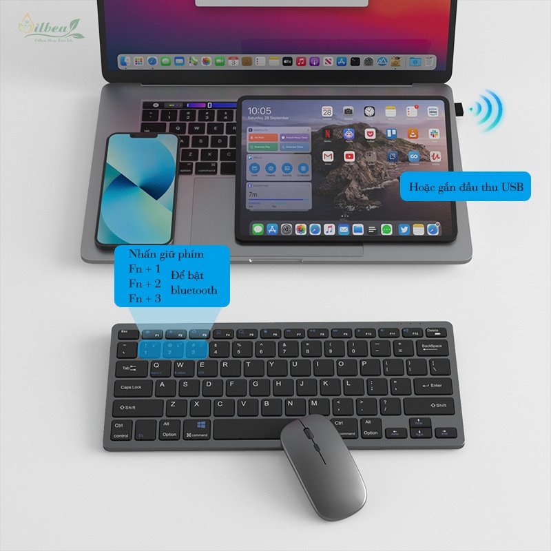 Bàn Phím Bluetooth Mini Không Dây Pin Sạc Kết Nối 2.4G Dùng Cho Điện Thoại, Laptop, Máy Tính Bảng - K818