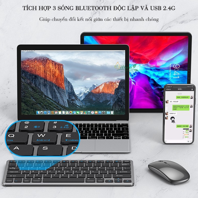 Bàn Phím Bluetooth Mini Không Dây Pin Sạc Kết Nối 2.4G Dùng Cho Điện Thoại, Laptop, Máy Tính Bảng - K818