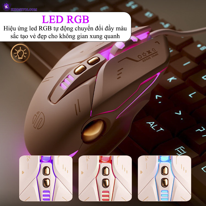 Chuột Gaming Inphic Có Dây Đèn LED RGB Thiết Kế Công Thái Học - Inphic W8