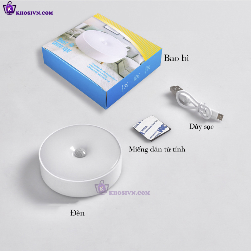 Đèn Cảm Biến Chuyển Động Treo Gắn Tường Cầu Thang Tủ Quần Áo Đèn LED Pin Sạc USB YD-01