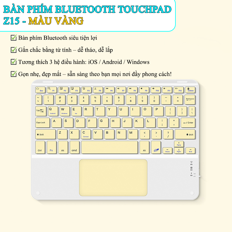 Bàn Phím Buetooth Không Dây Cảm Ứng Cho Android Tablet IOS Có Touchpad - Z15