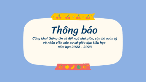 Công khai thông tin về đội ngũ nhà giáo, cán bộ quản lý và nhân viên của cơ sở giáo dục tiểu học, năm học 2022 - 2023