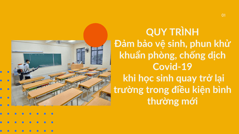 QUY TRÌNH Đảm bảo vệ sinh, phun khử khuẩn phòng, chống dịch Covid-19 khi học sinh quay trở lại trường trong điều kiện bình thường mới