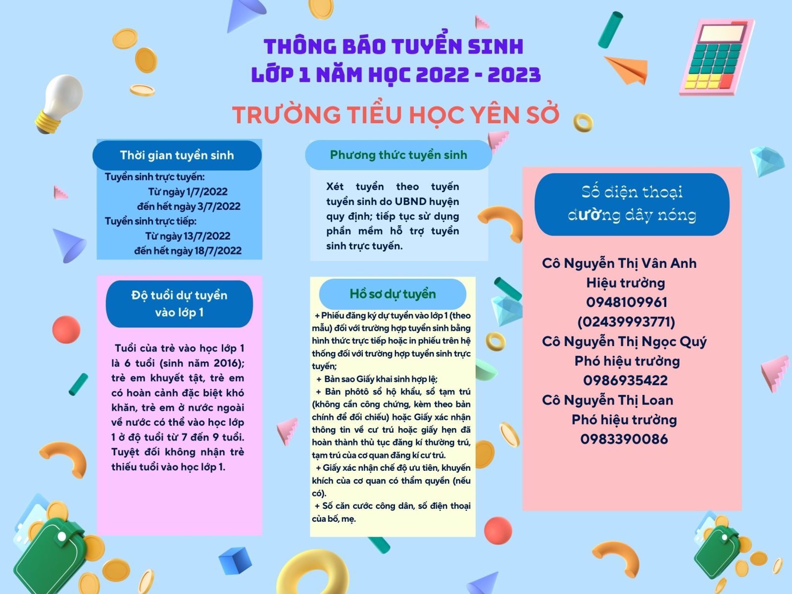 Thông báo tuyển sinh lớp 1 năm học 2022 - 2023