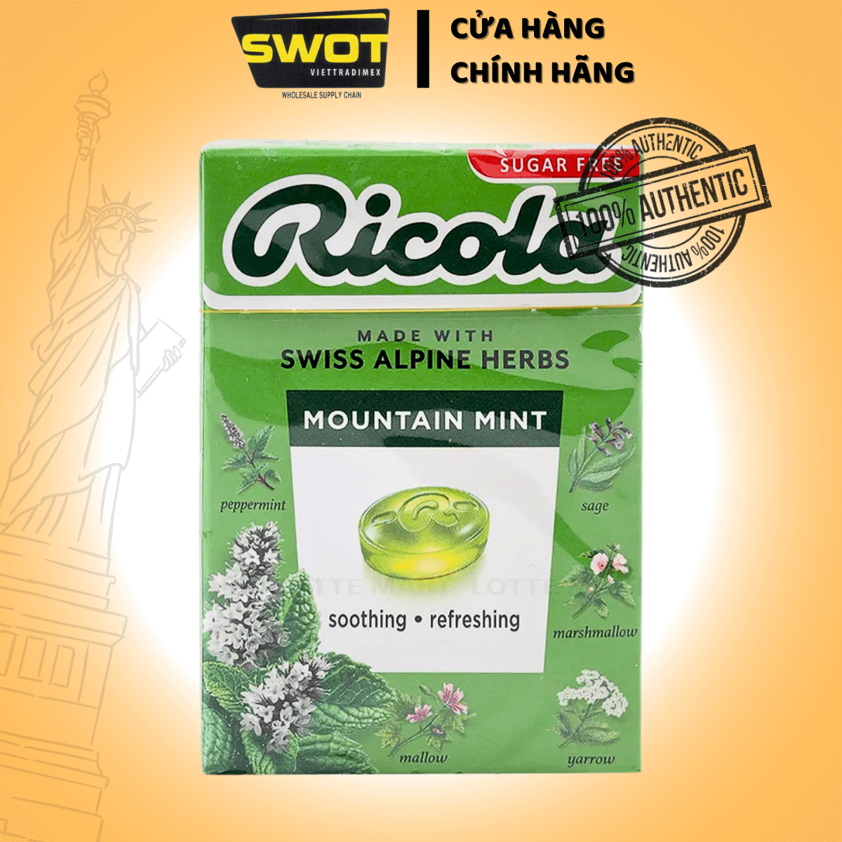 Kẹo Ngậm Thảo Mộc Ricola nhiều vị không đường được nhập khẩu chính hãng từ Thụy Sỹ - SWOT