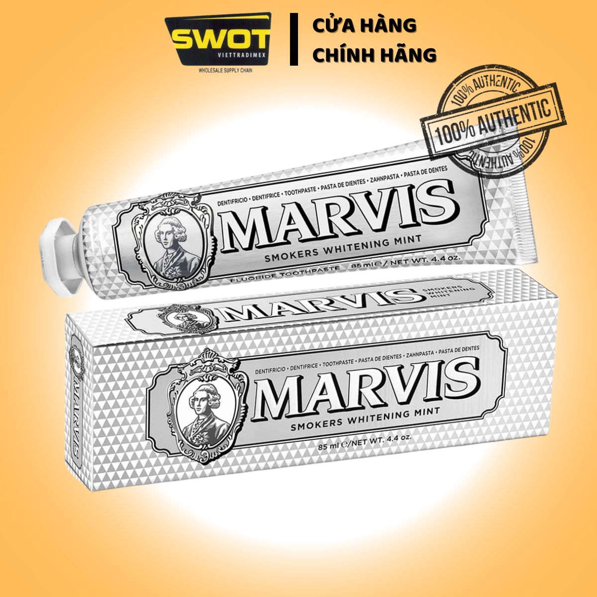 Kem Đánh Răng Marvis Ý 85ml, giúp răng chắc khỏe trắng sáng hơi thở thơm mát - SWOT