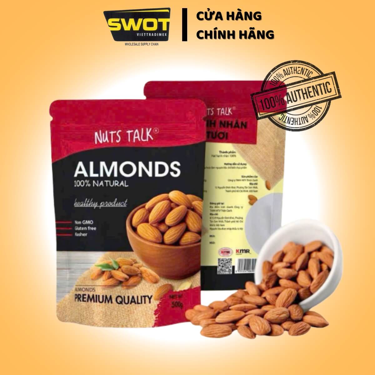 Hạt Nuts Talk Túi 500g các loại- Hạnh nhân / Hạnh nhân rang bơ / Óc chó / Hạt dẻ / Hạt bí xanh / Hạt điều, có thể dùng trực tiếp hoặc chế biến thành nhiều món ăn hấp dẫn - SWOT