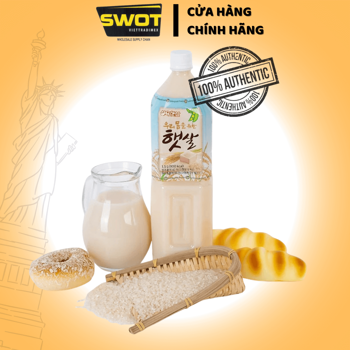 Sữa Gạo - Nước Gạo Hàn Quốc Sahmyook chai 1,5 lít 100% gạo Hàn Quốc và nước tinh khiết thiên nhiên - SWOT