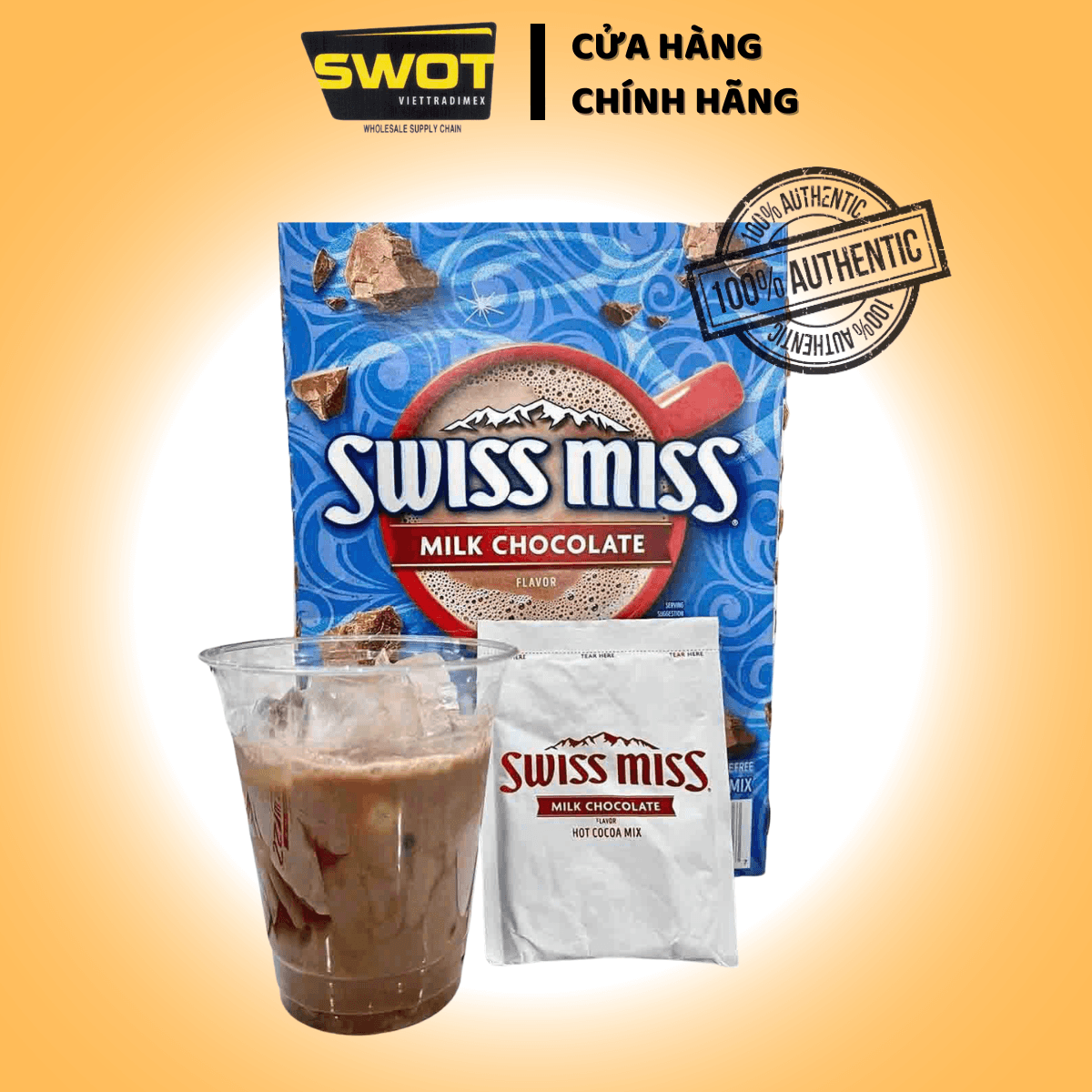 Bột Cacao Swiss Miss Milk Chocolate Mỹ Hộp 50 Gói -1.95Kg, Bổ sung nhiều vitamin và khoáng chất - giúp phòng tránh các chứng bệnh như tim mạch, huyết áp, mệt mỏi, trầm cảm... - SWOT