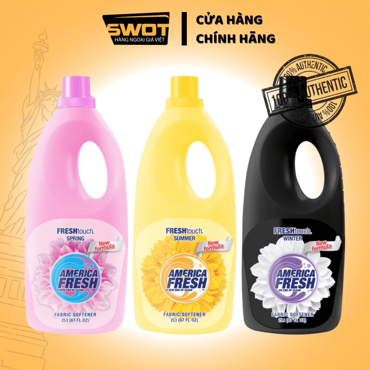 Nước xả vãi America Fresh Touch các mùi của Mỹ, làm mềm vải, hương thơm dịu dàng dễ chịu, bảo vệ sợi vải sau mỗi lần giặt - SWOT