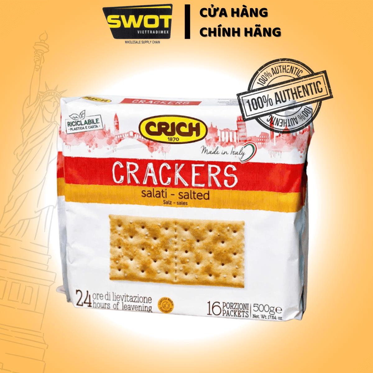 Bánh quy CRICH CRACKERS Ý 500G Salati - Salted I 30% di sale I Biscotti secchi - SWOT