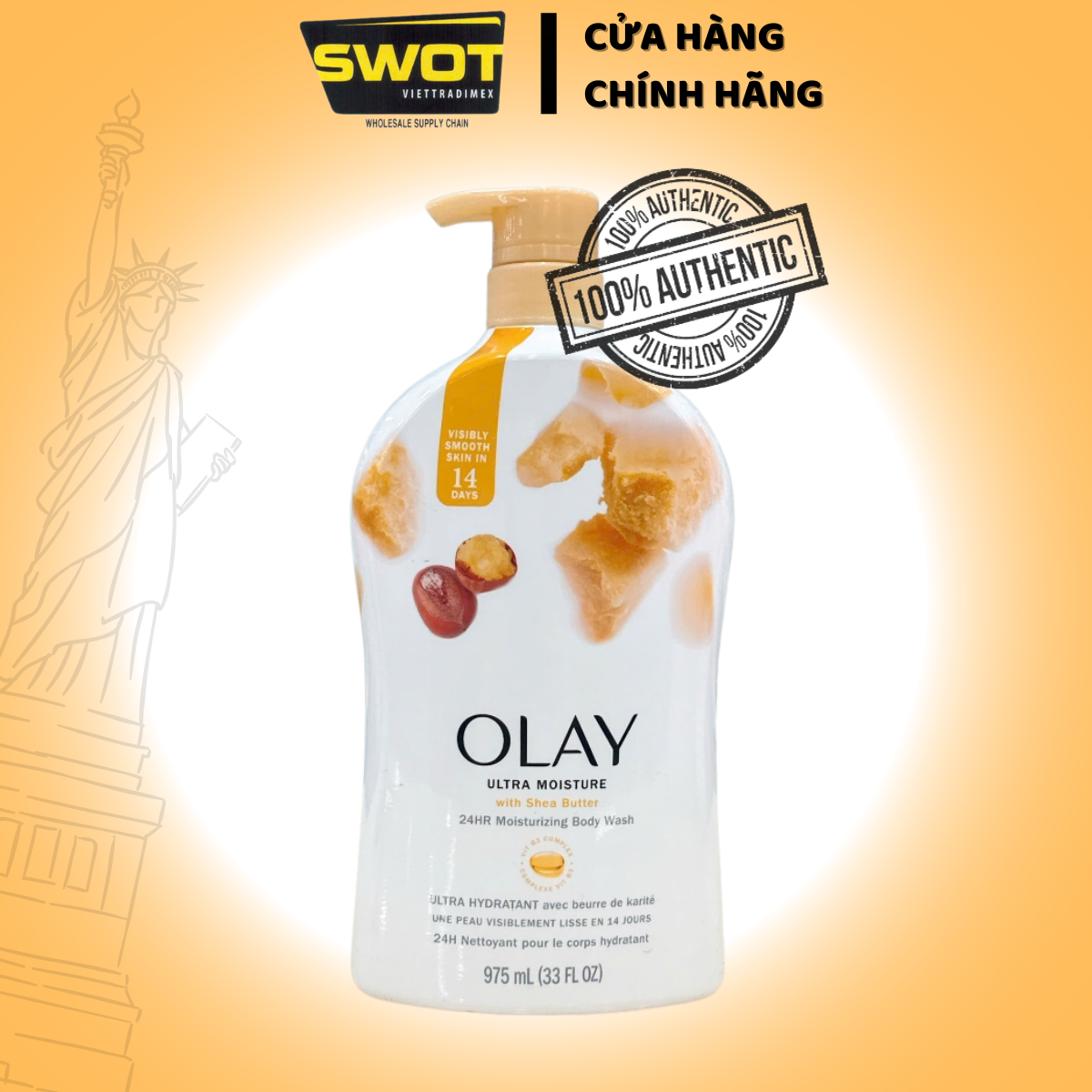 Sữa tắm OLAY Mỹ 650ml & 887ml, Hương Dâu I Bơ Hạt Mỡ I Muối Biển I Tẩy Tế Bào Chết - SWOT