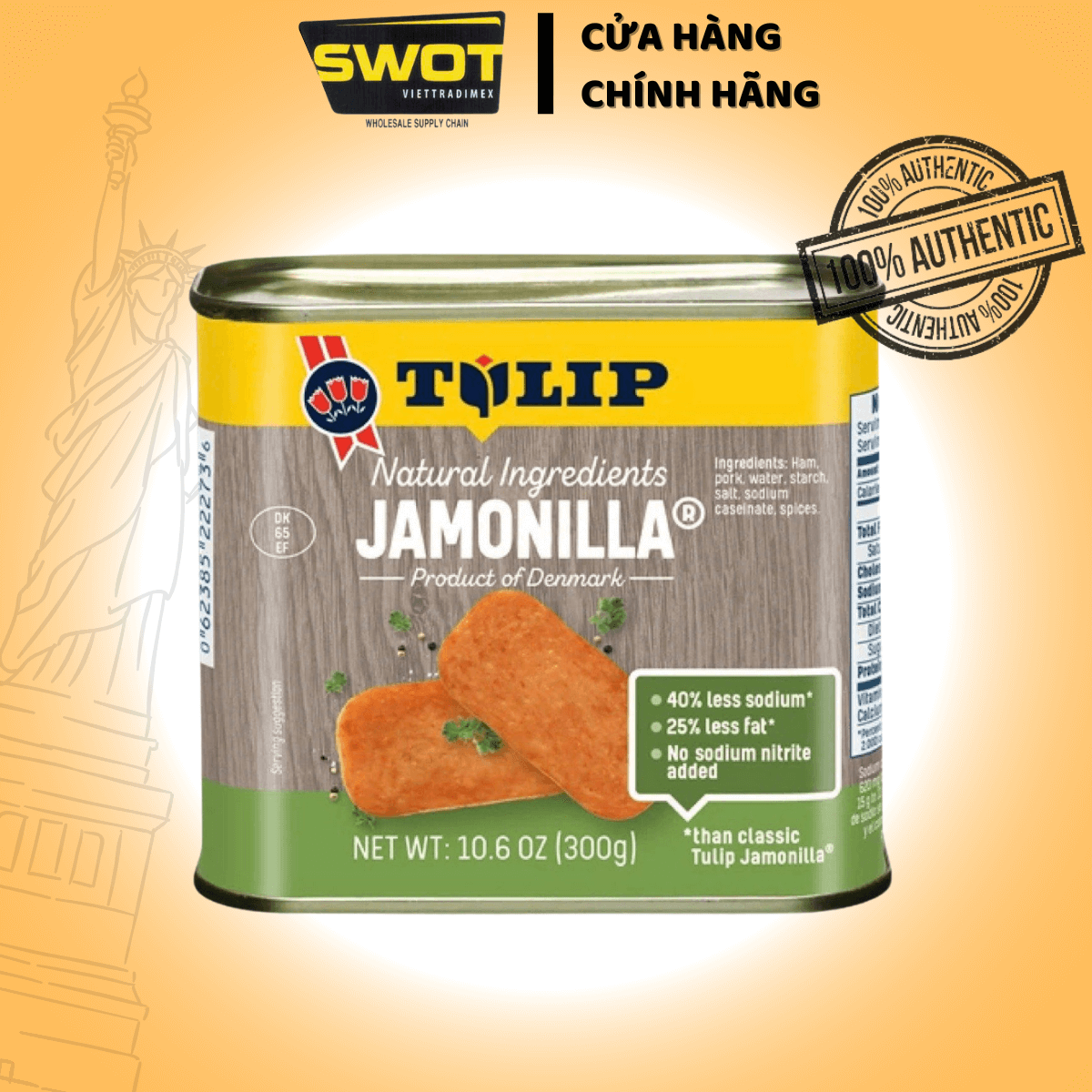 Thịt hộp Tulip của Đan Mạch 340g, Thịt hộp Mỹ cao cấp, nguyên vị heo và gà truyền thống, siêu thơm ngon