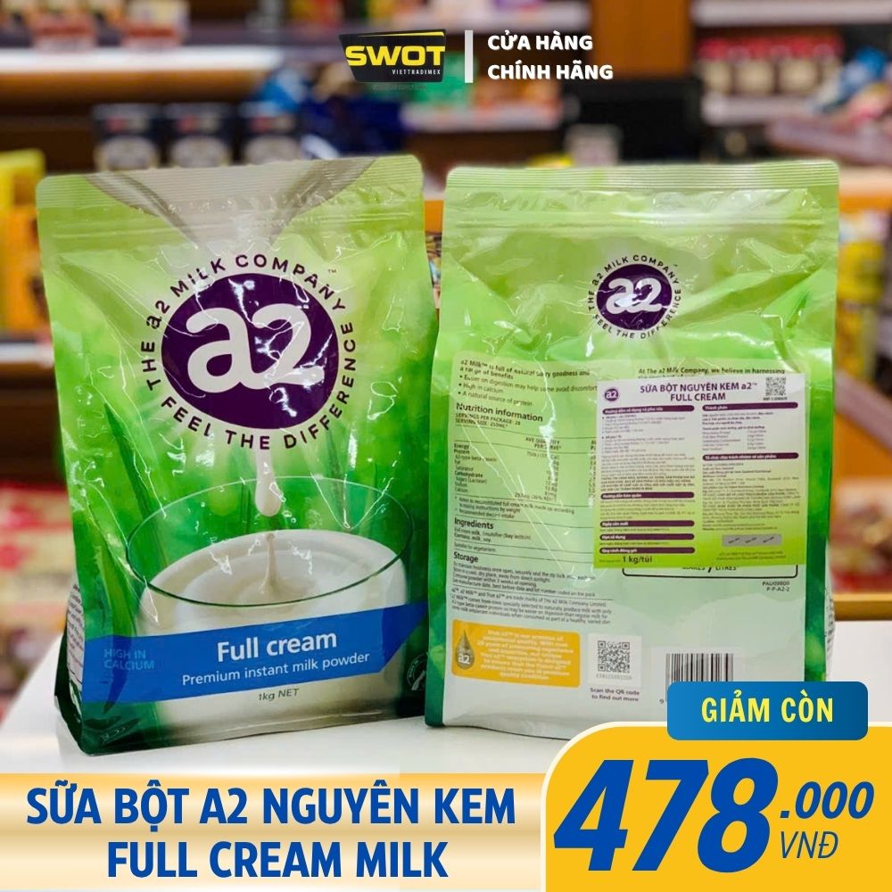 SỮA BỘT A2 NGUYÊN KEM FULL CREAM MILK - TÚI 1KG