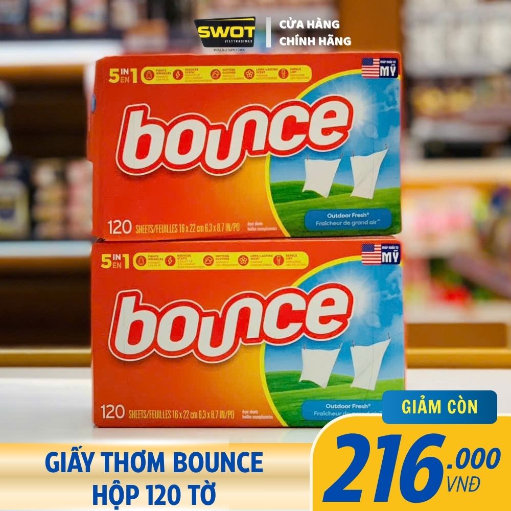 GIẤY XẢ THƠM BOUNCE - HỘP 120 TỜ