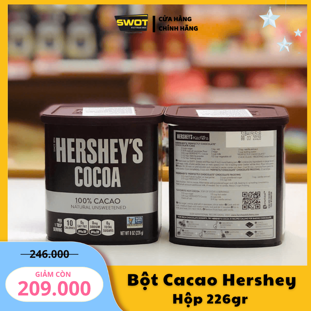BỘT CACAO HERSHEY - HỘP 226GR