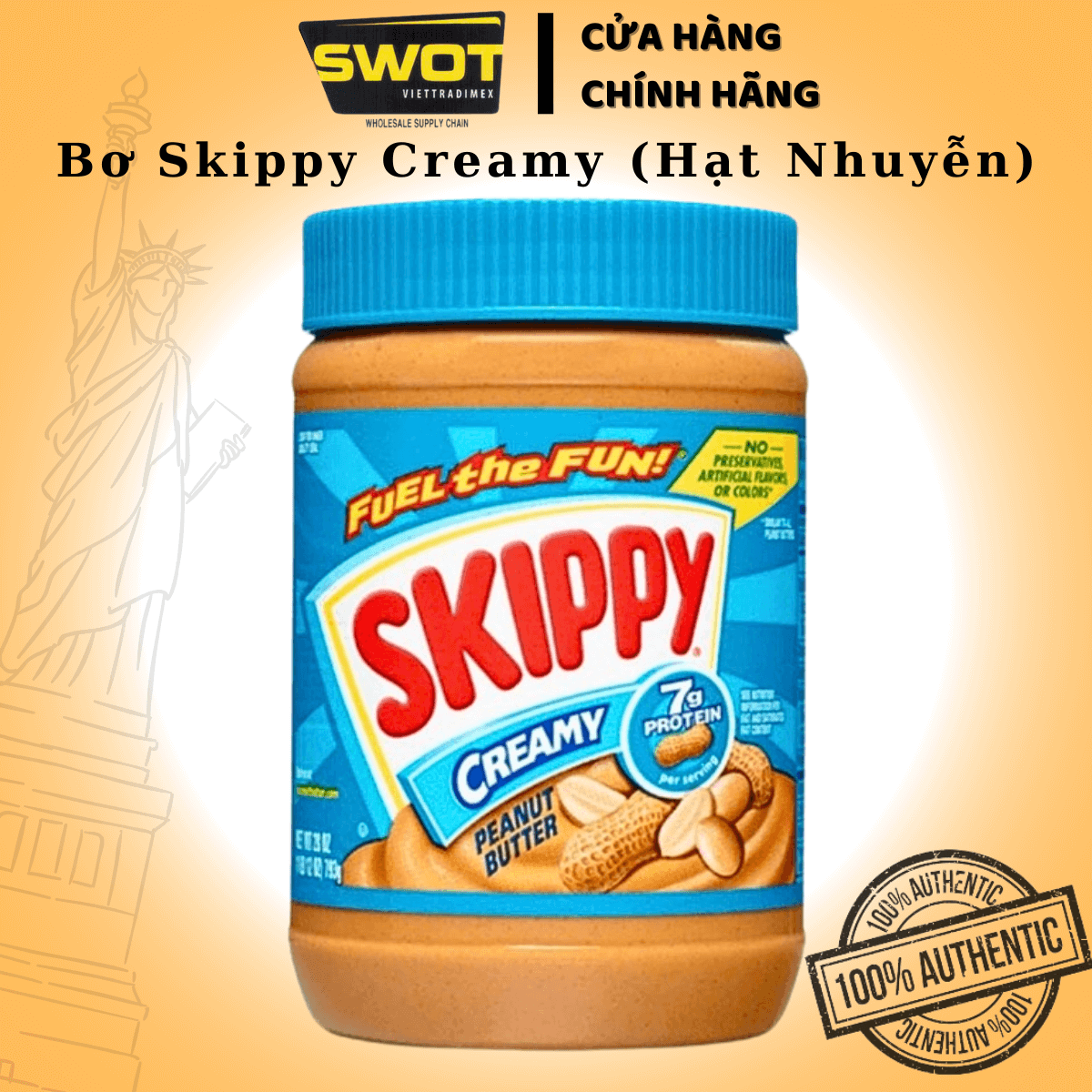 Bơ Đậu Phộng Skippy 1.36kg của Mỹ, hương thơm béo ngậy từ hạt đậu phộng, bơ mềm mịn có thể ăn kèm cùng bánh mì, hoặc chế biến theo sở thích, ít calo phù hợp với người ăn kiêng - SWOT