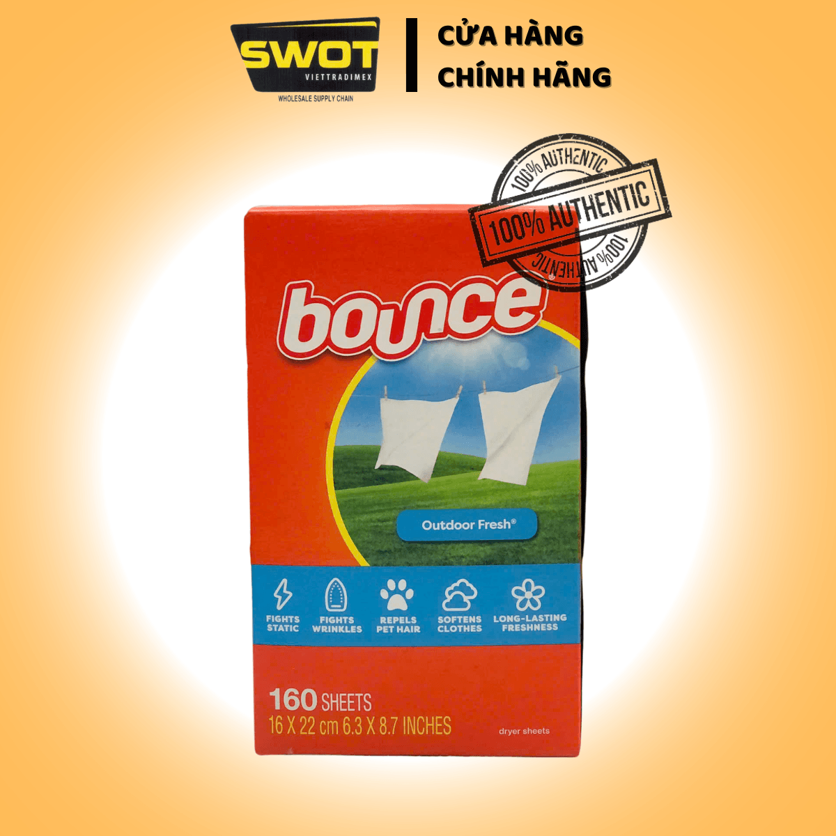 Khăn giấy thơm quần áo Bounce Outdoor Fresh Mỹ, Giấy sấy thơm quần áo Mỹ giúp kiểm soát tĩnh điện, chống nhăn và mềm vải