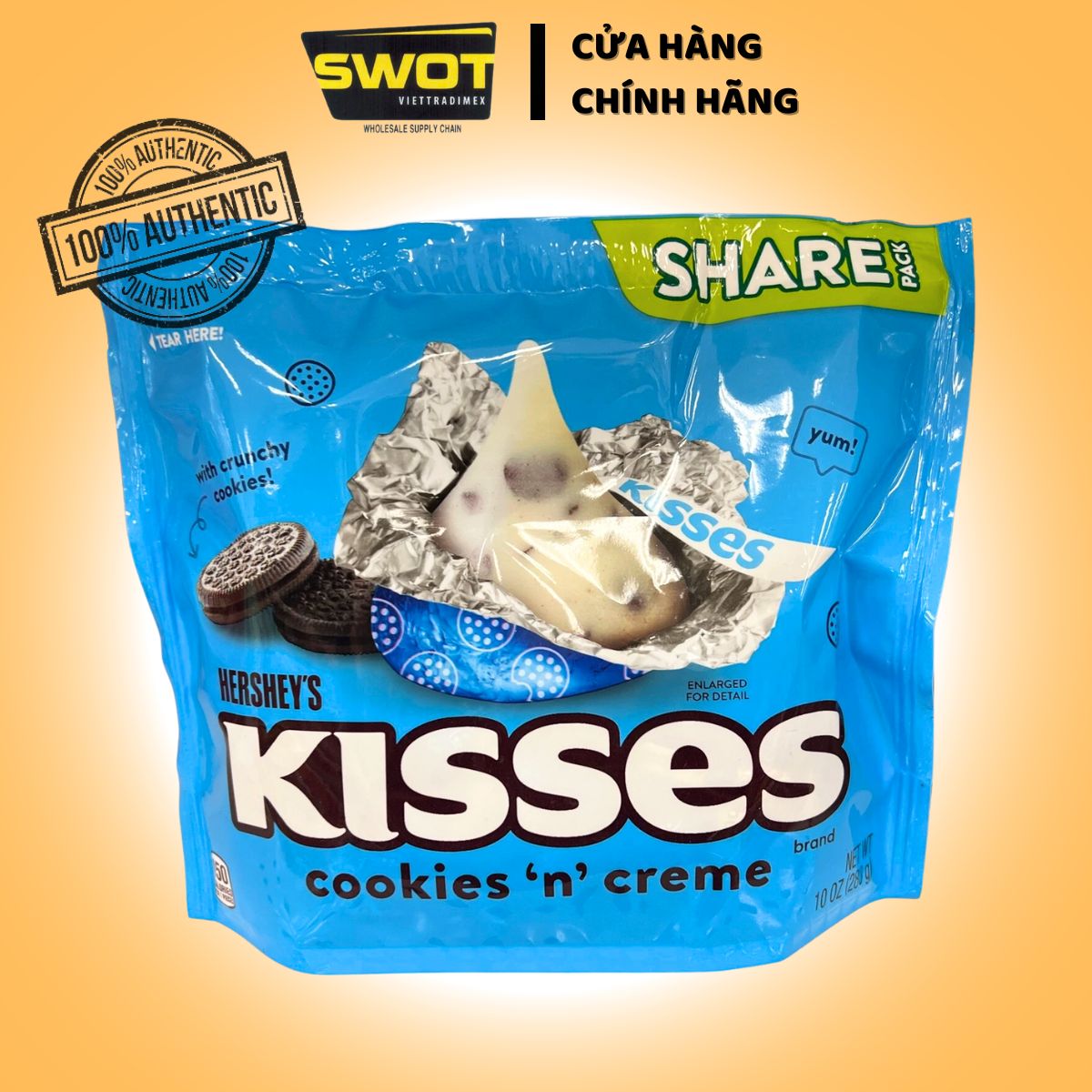 Socola Hershey's Kisses / Nuggets Share Pack của Mỹ - Vị Sữa, Hạnh Nhân, Socola Đen Đậm Vị Thơm Ngon - SWOT