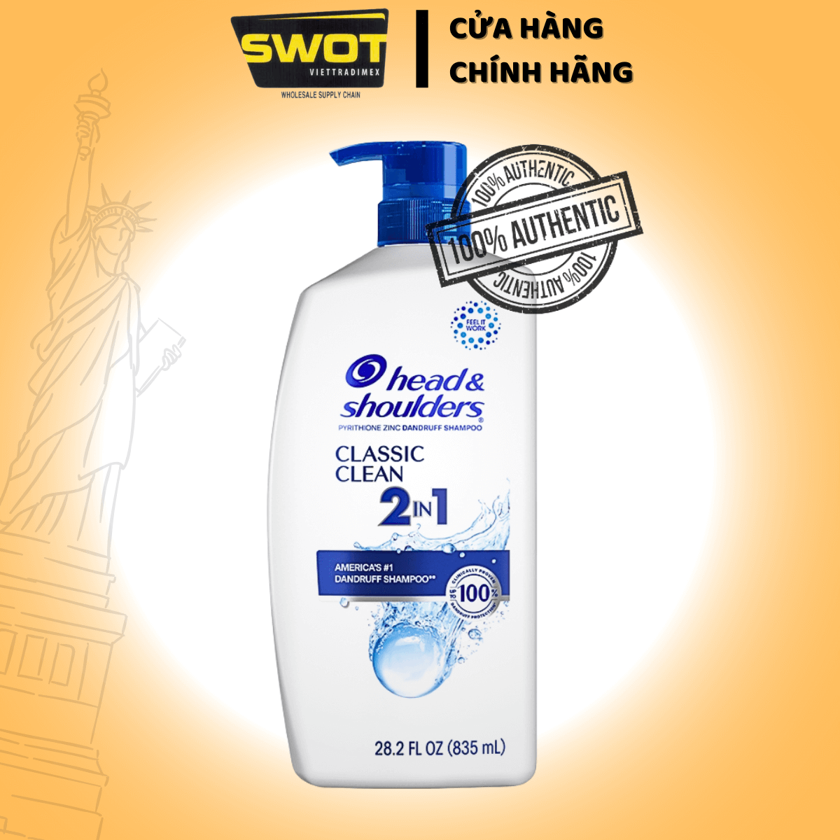 Dầu Gội Và Xả 2in1 Sạch Gàu HEAD & SHOULDERS Mỹ Sạch Sâu/ Dành Cho Da Đầu Khô/ Suôn Mượt/ Hương Nước Hoa - Chai 835ML - SWOT