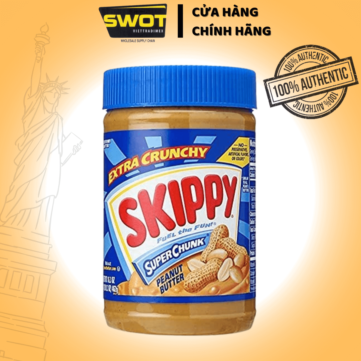 Bơ Đậu Phộng Skippy 1.36kg của Mỹ, hương thơm béo ngậy từ hạt đậu phộng, bơ mềm mịn có thể ăn kèm cùng bánh mì, hoặc chế biến theo sở thích, ít calo phù hợp với người ăn kiêng - SWOT