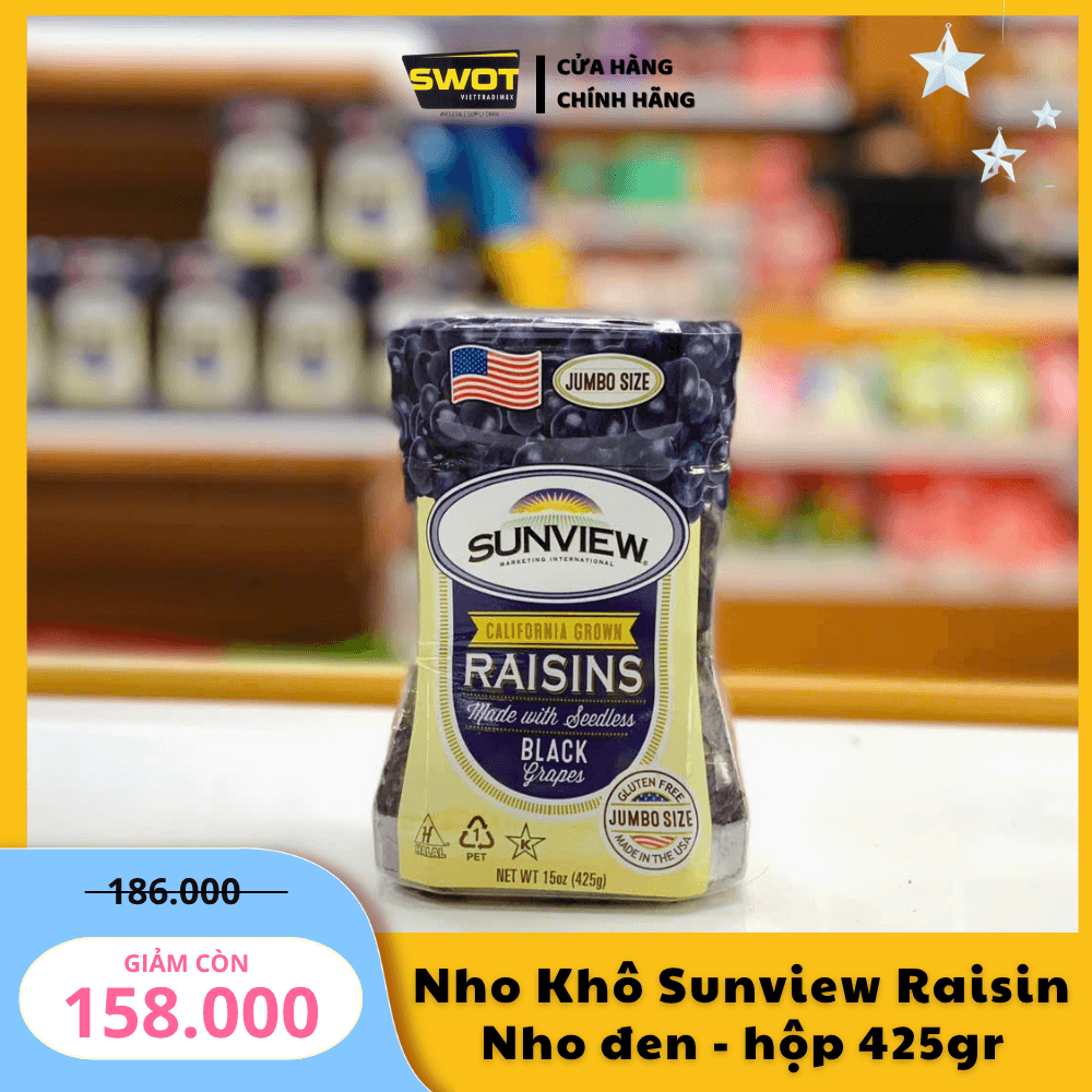 NHO KHÔ SUNVIEW RAISIN - HỘP 425GR